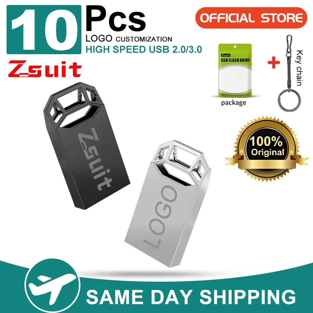 Zsuit 10 PZ/LOTTO Metallo 2.0/3.0 Chiavetta USB 32 GB 16 GB 128 GB Pen Drive 64 GB Regalo Creativo Personalizzato Memory Stick 8 GB Mini U Disco