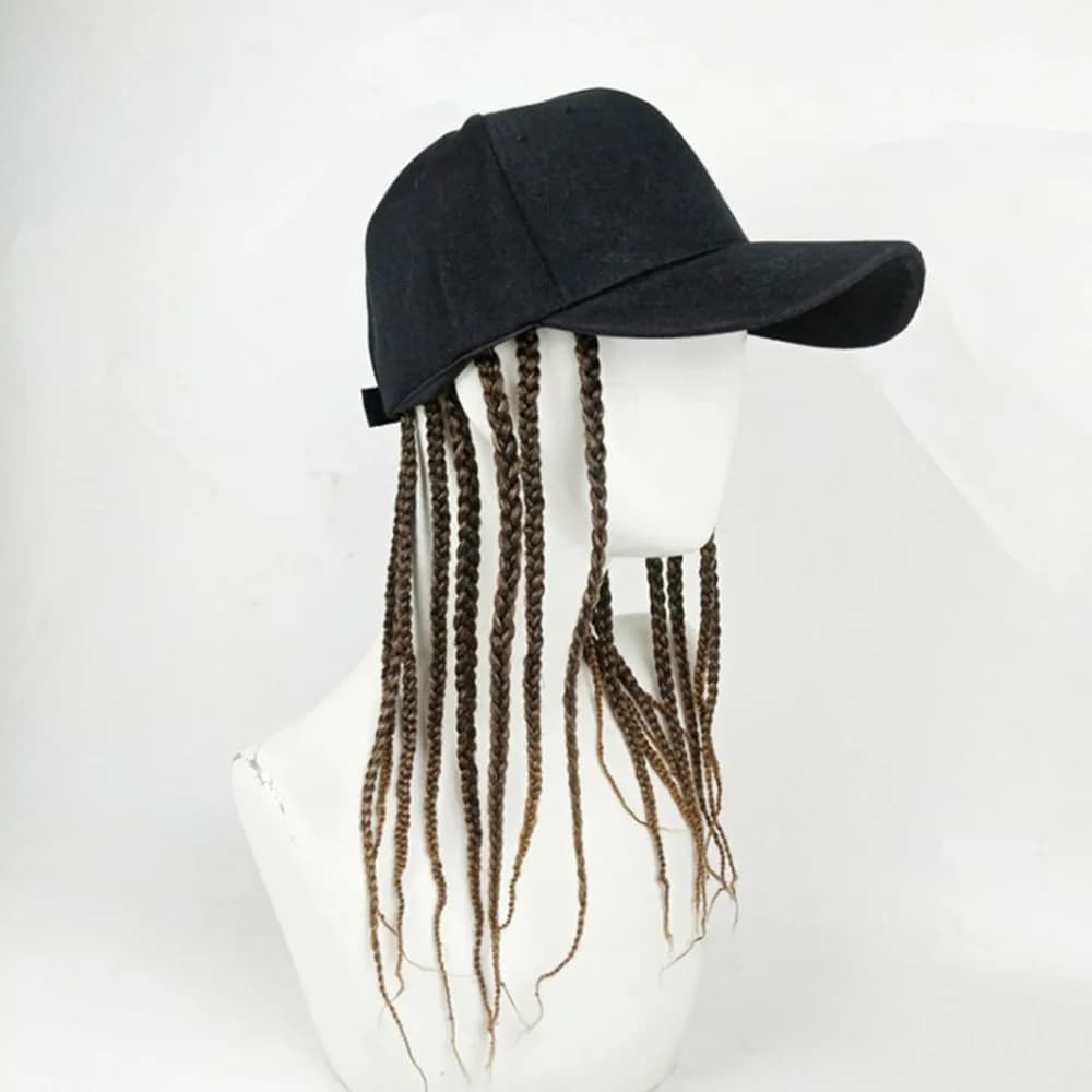 Cappello da baseball con parrucca, berretto hip hop, cappello con visiera per uso quotidiano, parrucca con dreadlocks, parrucca sintetica da 35 cm, cappello con visiera parasole intrecciato, per uomo e donna