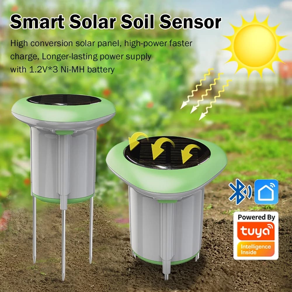 Smart WIFI Tester del terreno solare Sensore di umidità Misuratore di umidità della temperatura Impermeabile con batteria Rilevatore di monitor timer APP Tuya