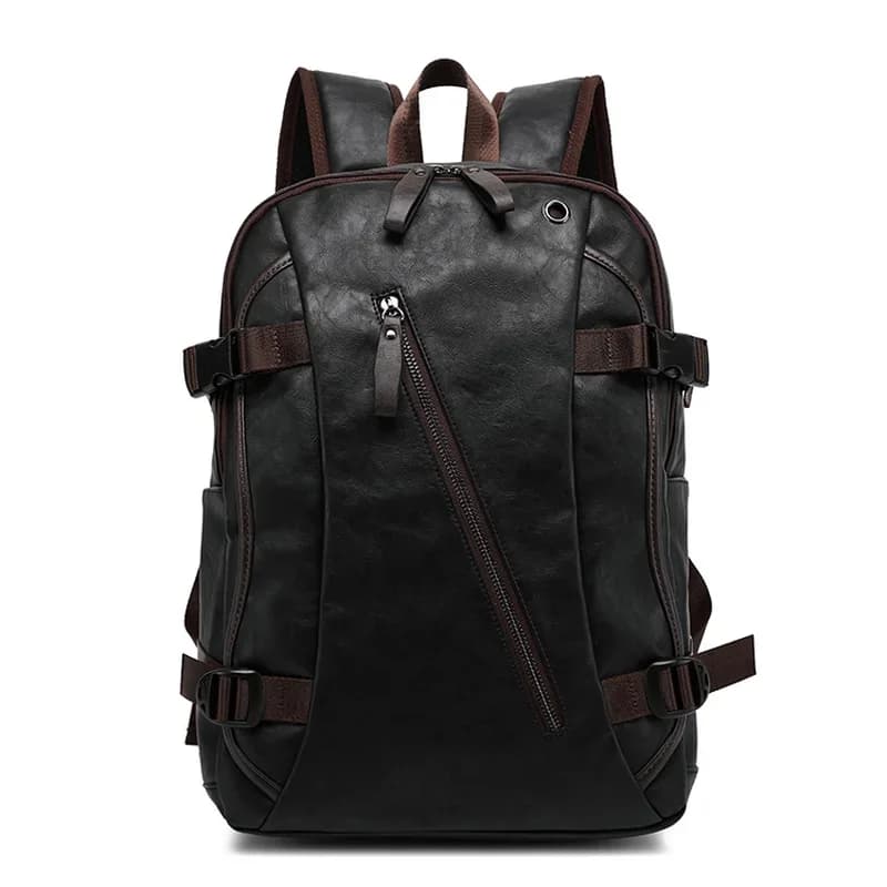 new vintage men backpack fashion style PU leather school student bags computer bag pocket notebook travel backpacks