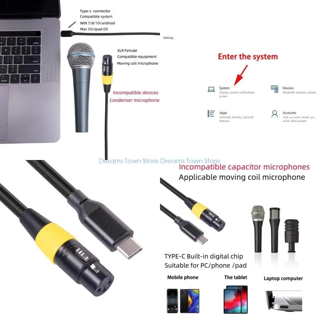 Cavo per microfono tipo C HX6A Cavo adattatore convertitore da a XLR femmina Cavo stereo Plug-and-Play