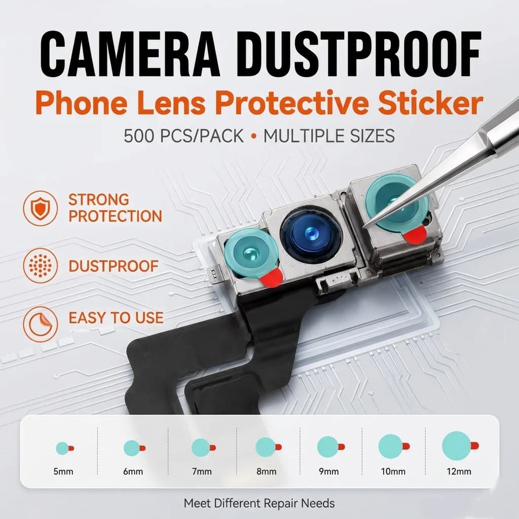 5-12mm Phone Camera Protective Sticker Scratch-resistant Blue Light Protection for IPhone Android Rear Camera Protection Repair