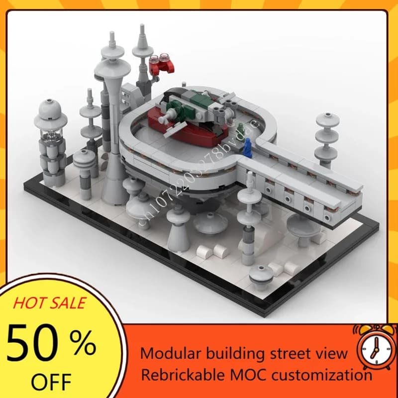 550PCS Trazionario sulla Nuvole Città Spazio Guerra Militare MOC Spazio Modello di Battaglia Puzzle Personalizzato Architettura FAI DA TE Modello di Educazione Giocattolo
