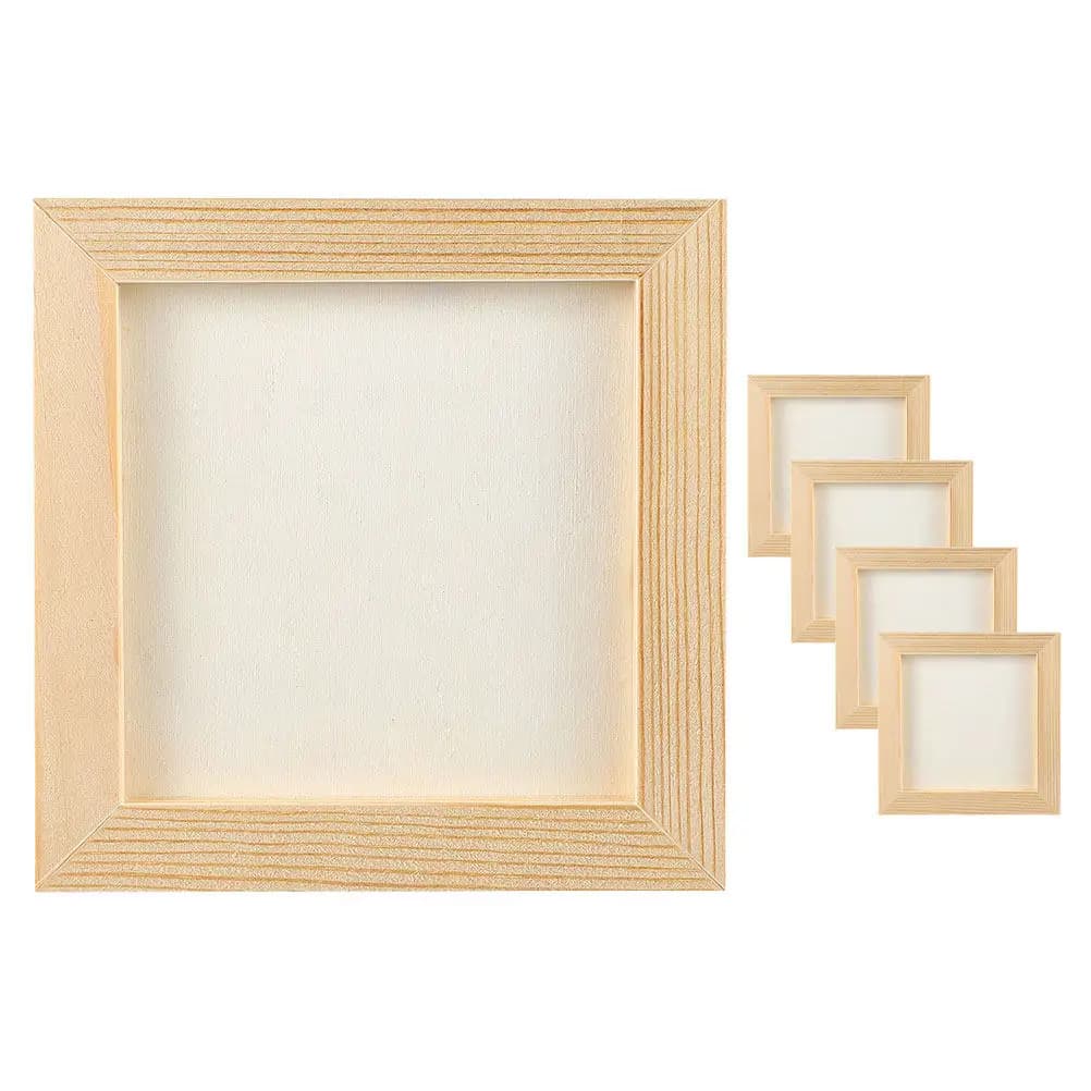 5Pcs DIY Wood Painting Photo Frames Blank Picture Frames for Kids Crafts Art Project Creative Hand-on Activity Frame