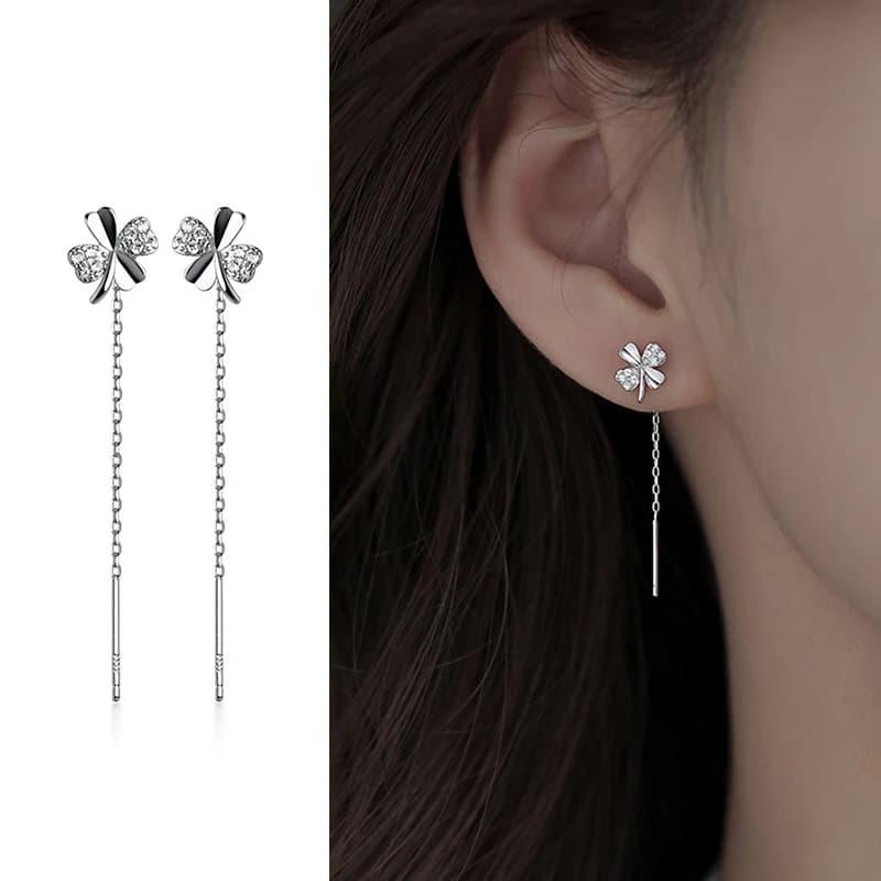 Nuovi orecchini pendenti semplici con nappa di trifoglio per le donne moda coreana ciondola l'orecchino linea penetrante piccolo fiore gioielli alla moda orecchio