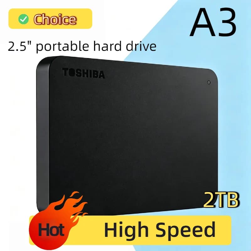 OEM A3 Toshiba per espansione memoria 500GB 1TB 2TB USB3.0 Disco rigido esterno portatile da 2,5 pollici con funzione di backup e risparmio energetico