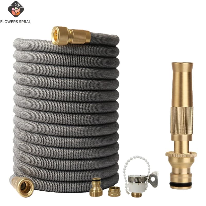 Flexible Garden Expansion Water Pipe, equipped with pure copper direct spray gun, 1/2 joint, garden irrigation, garden water pipe