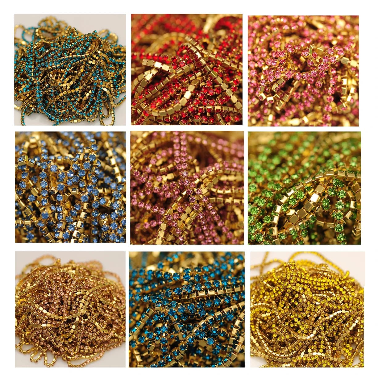 YANRUO 10 metri per cucire cristallo catena a tazza chiusa strass artiglio dorato impostazione catena di rifiniture accessori gioielli fai da te