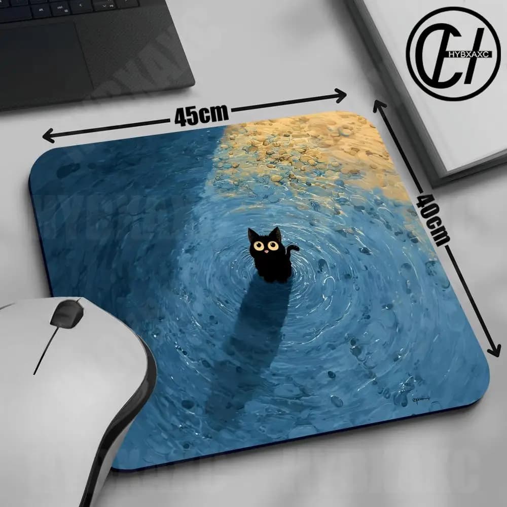HYBXAXC Tappetino per mouse Anime Kawaii Black Cat, tappetino da scrivania a forma di gatto, tappetino per tastiera da gaming XS, decorazione per ufficio, tappetino per mouse per PC, tappeto per giochi per computer