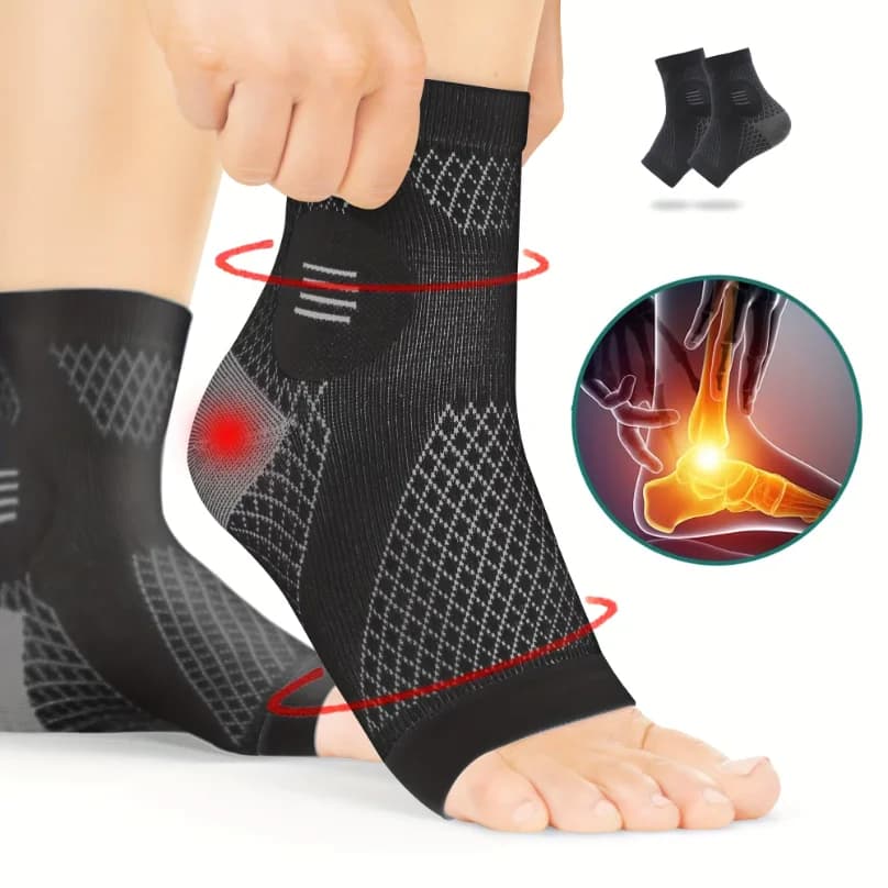 1 paio di calze a compressione per la caviglia, calze a compressione per i piedi con supporto per l'arco plantare e per la caviglia, calze per neuropatia con design a punta aperta