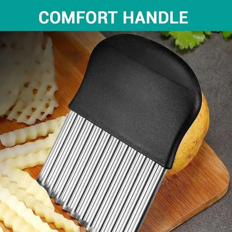 2pcs Crinkle Cutter, Stainless Steel Kitchen Cutter Tool for Slicing Potatoes, Safety Crinkle Knife Handheld Slicing Utensils
