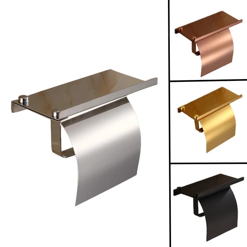 1 pz porta carta igienica in acciaio inox oro rosa/oro/nero/argento portarotolo di carta con coperchio Hardware bagno montaggio a parete