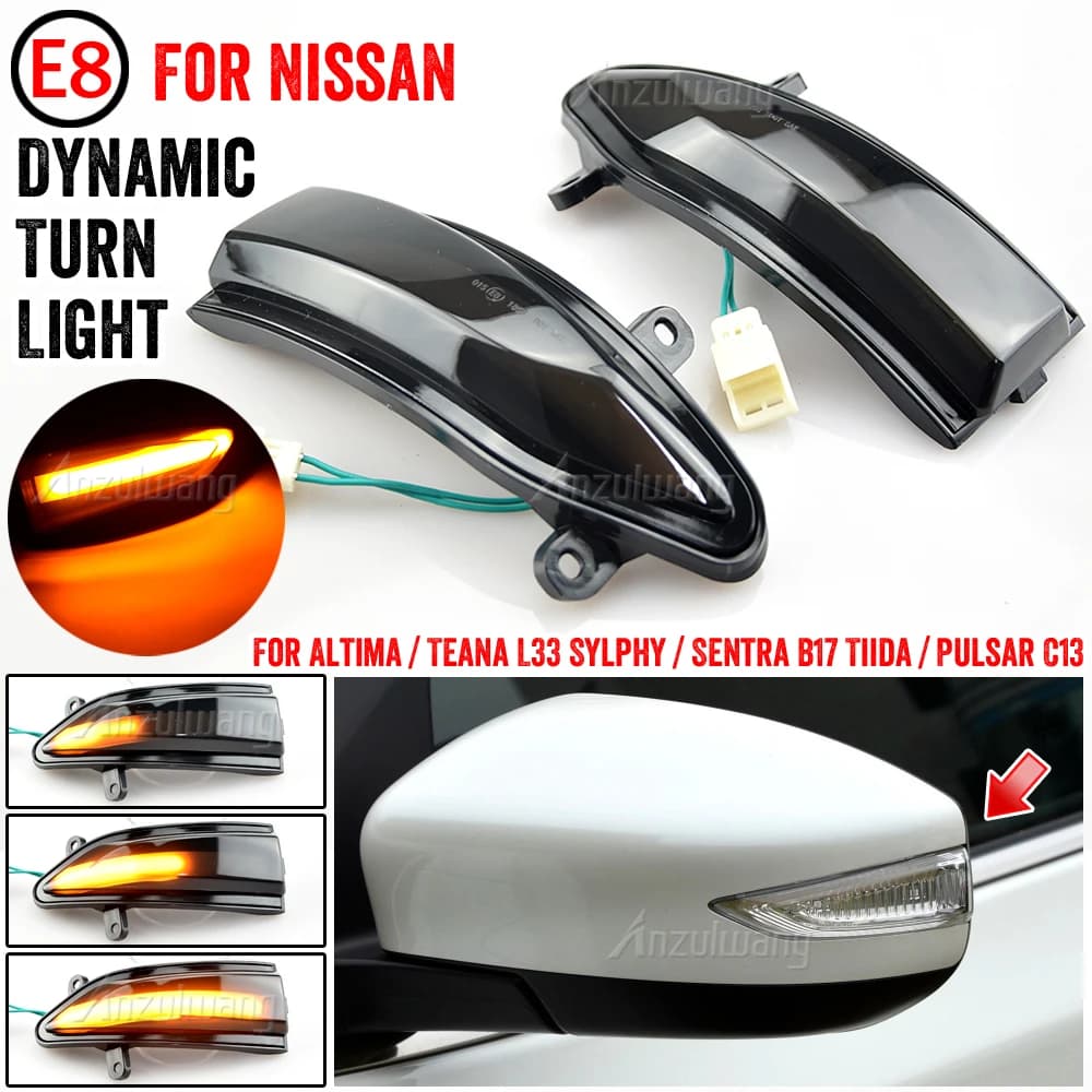 2 Pezzi Indicatori di Direzione Dinamici per Nissan Sylphy Sentra B17 2013-2018, Luci LED per Specchietti Retrovisori