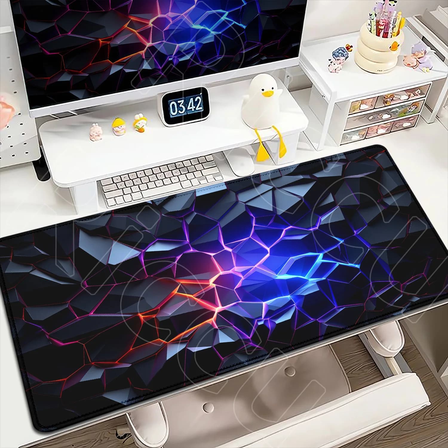 60x35 cm Base antiscivolo in gomma Tastiera da gioco Mousepad Geometria 3D Tappetino da tavolo HD Tappeto da ufficio per computer di grandi dimensioni Lavabile Non sbiadisce