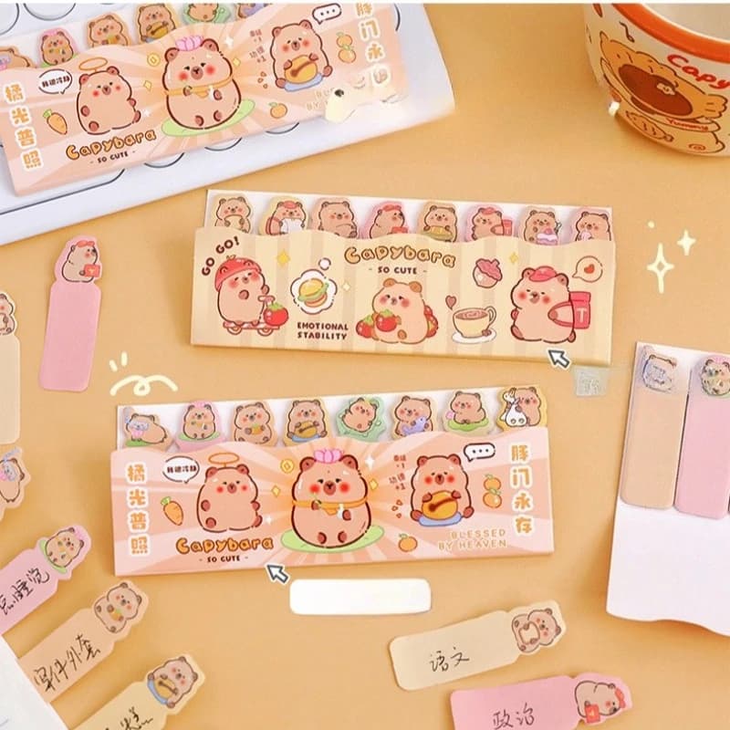 Regalo Kapibara Note Simpatiche file e N volte Appiccicoso cartone animato Capibara Indice Messaggio Memo Pad Kawai Cancelleria Materiale scolastico per ufficio