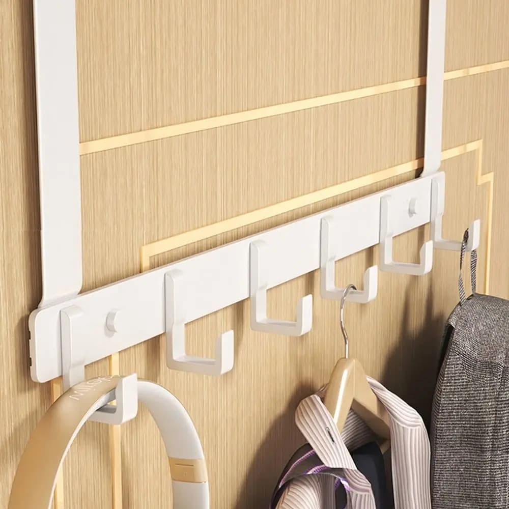 Door hangers hooks with 6 hooks for clothes, coats, hats and towels