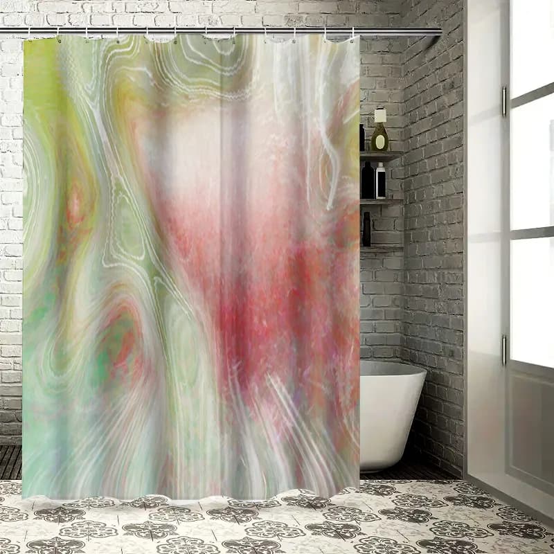 Tenda da doccia con stampa acquerello astratta Verde, Rosso Bianco Modello a spirale Decorazione moderna per il bagno Acquista su AliExpress!