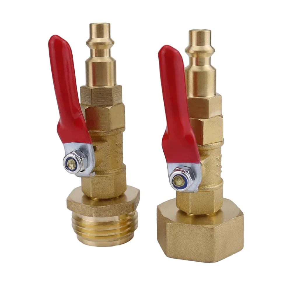 RV For Water Quick Connect Brass Adapter with Ball Valve 1/4 Inch Male Thread Compatible with 3/4 Inch Garden Hose Inner Thread