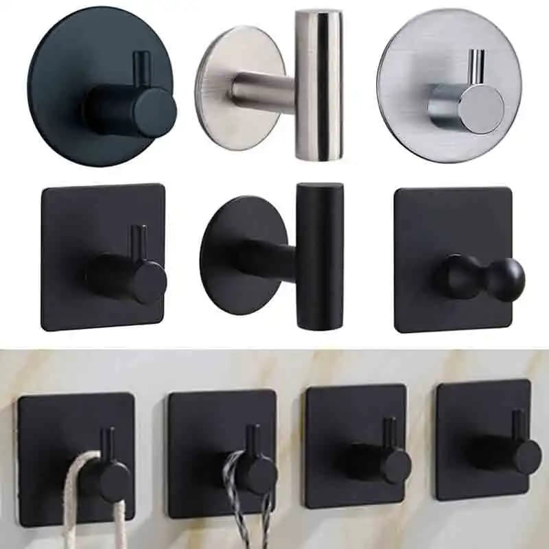 1 pz in acciaio inossidabile argento senza fori gancio per appendere a parete set di accessori per il bagno portasciugamani porta carta igienica porta asciugamani accessore