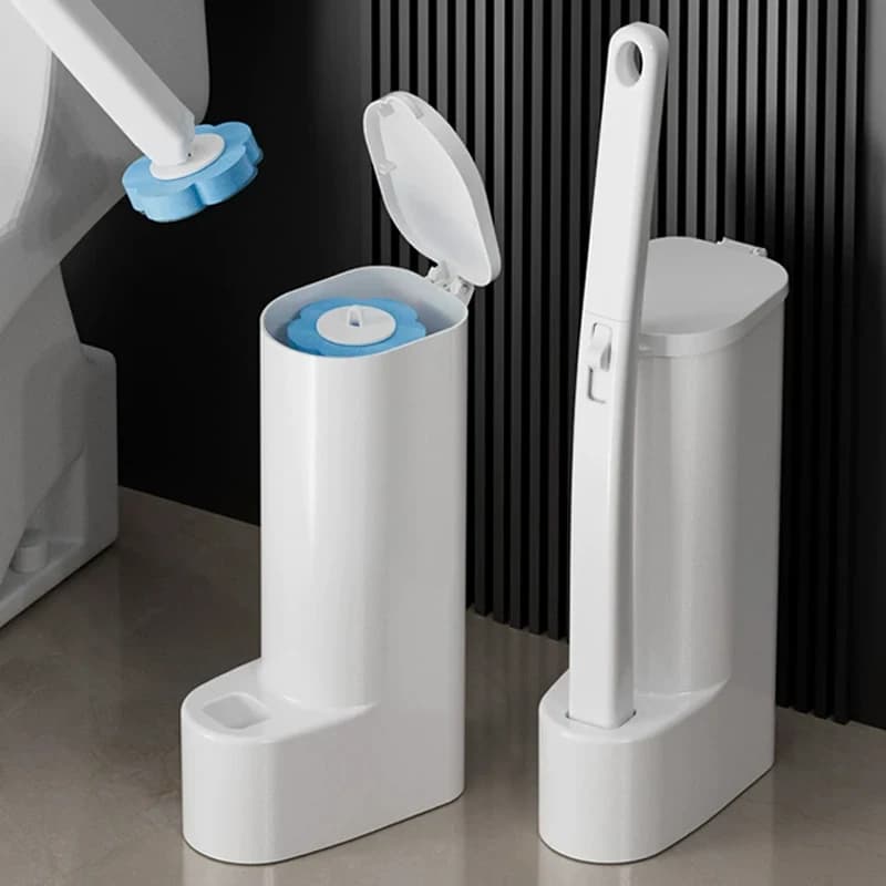 Spazzola per WC Usa e Getta con Manico Lungo e Testa Sostituibile, Accessori per la Pulizia del Bagno