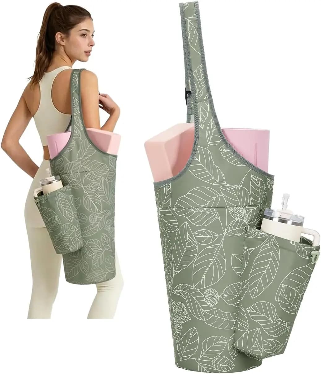 Borsa per tappetino da yoga da donna con tasca con coulisse, ampia apertura e tracolla regolabile per palestra, pilates
