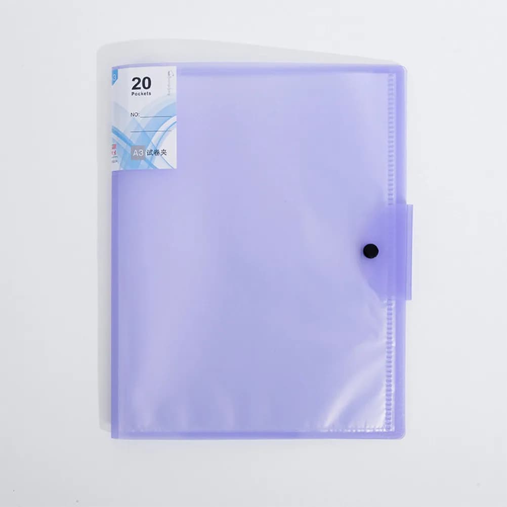 20 Pages Transparent File Folder A3 Size Thickened Cover Non Slip Locking Bar Paper Organizer Examination Paper Holder Report