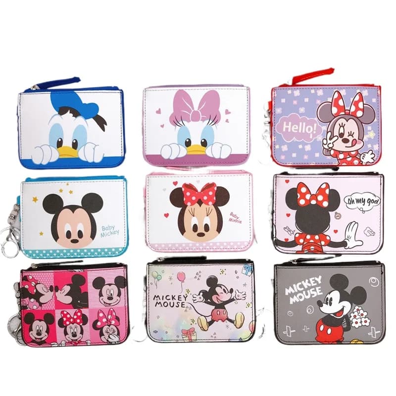 Borse Disney Portamonete Topolino Porta carte Minnie Paperino Portafoglio carino Portamonete margherita Portachiavi Anello