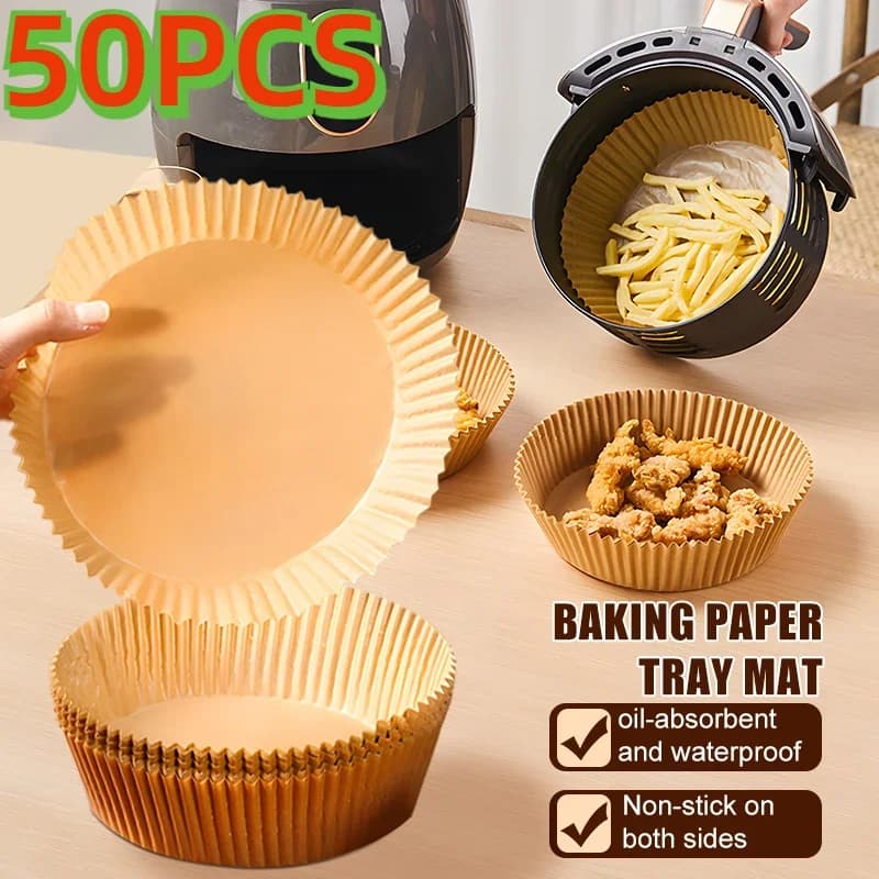 50/30/25PCS Fodere per friggere ad aria usa e getta Tappetino antiaderente Airfryer Carte da forno Rotondo a prova di olio Liner Accessori per friggitrice ad aria