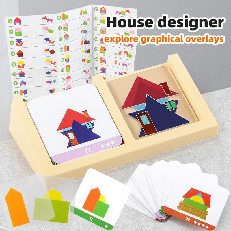 Children's house designer, board game toys, geometric spatial thinking training puzzles