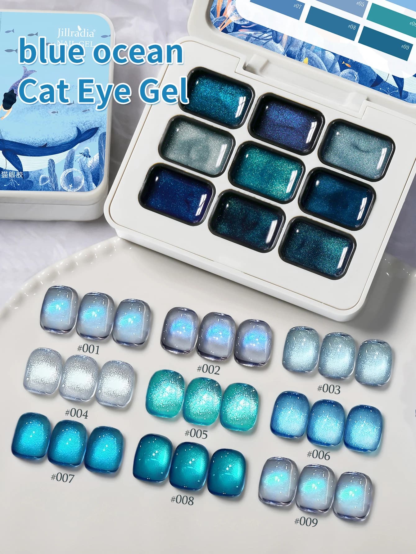 Smalto Semisolido 9 Colori Effetto Occhio di Gatto, Colla per Unghie Semisolido Popolare ad Alta Saturazione in Barattolo