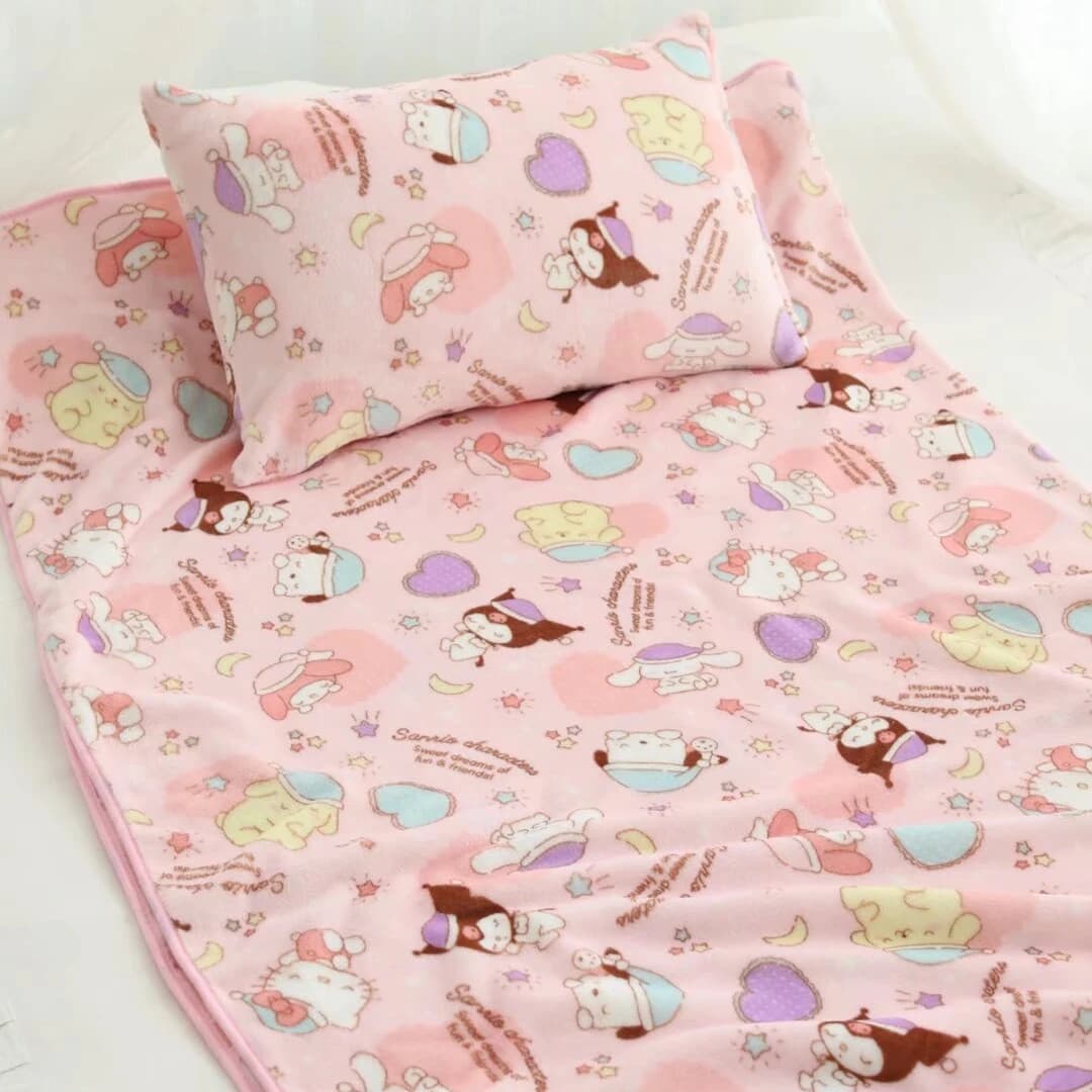 Comfortable Blanket Kuromi My Melody Cinnamoroll Lovely Warm Flannel Blanket Pillowcase Bedspread Sofa Bed Gifts Girl