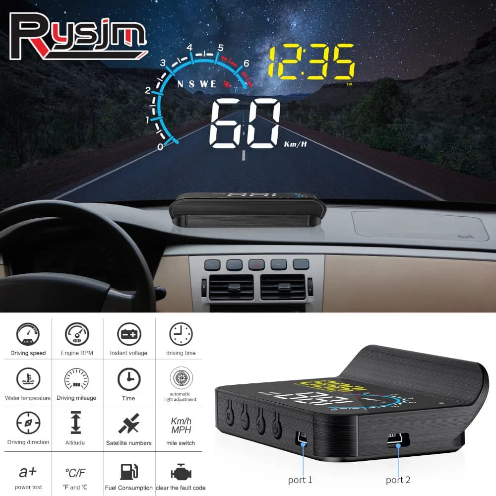 M12 HUD Head Up Display Auto OBD2 GPS Computer di bordo Auto proiettore elettronica OBD per veicoli a benzina GPS per tutte le Auto
