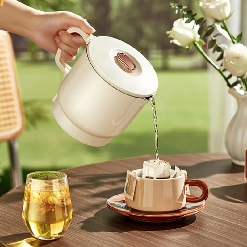 600W Portable Electric Kettle 800ml Foldable Small Travel Hot Water Boiler 316 Stainless Steel Double Wall Insulation Outdoor