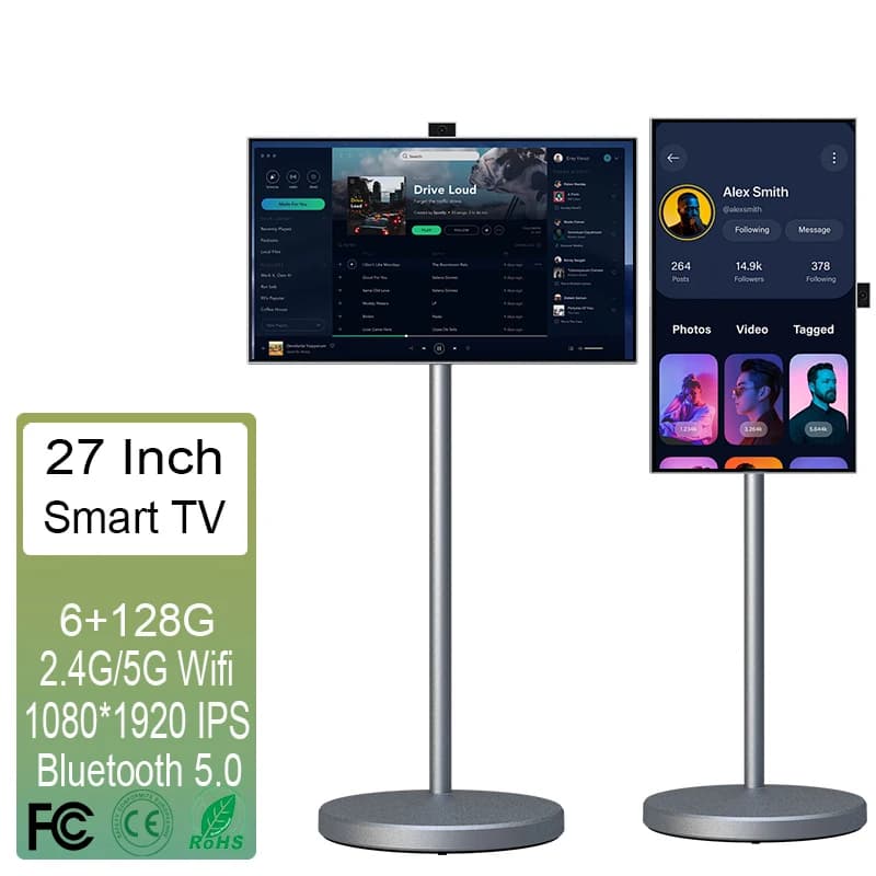 Schermo Smart Display da 27 pollici 6 + 128g TV Android wireless Televisore intelligente portatile Smart TV arrotolabile per tablet mobile Tiktok