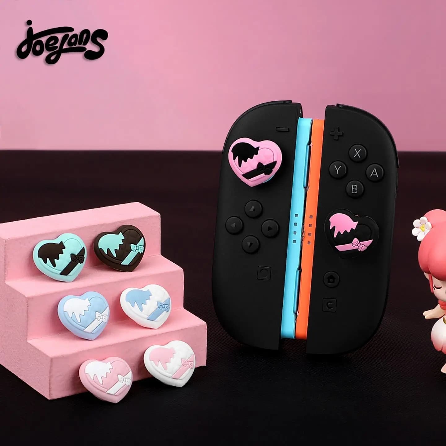 Copri-Pulsanti per Controller Switch 2 e PS5, Antiscivolo in Silicone con Cuore e Fiocco, Accessori per Gaming Joy-Con