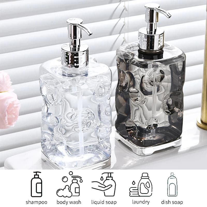Dispenser di Sapone Liquido per Bagno, Flacone Ricaricabile Vuoto per Detergente, Bottiglia a Pressione per Cucina, Igienizzante Mani, Gel Doccia, Shampoo