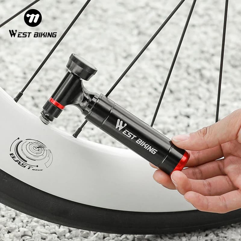 WEST BIKING CO2 Bicycle Pump Aluminum Alloy Bike Tire Inflator One-click Fast Inflation Pump No CO2 Cylinder Cycling Accessories