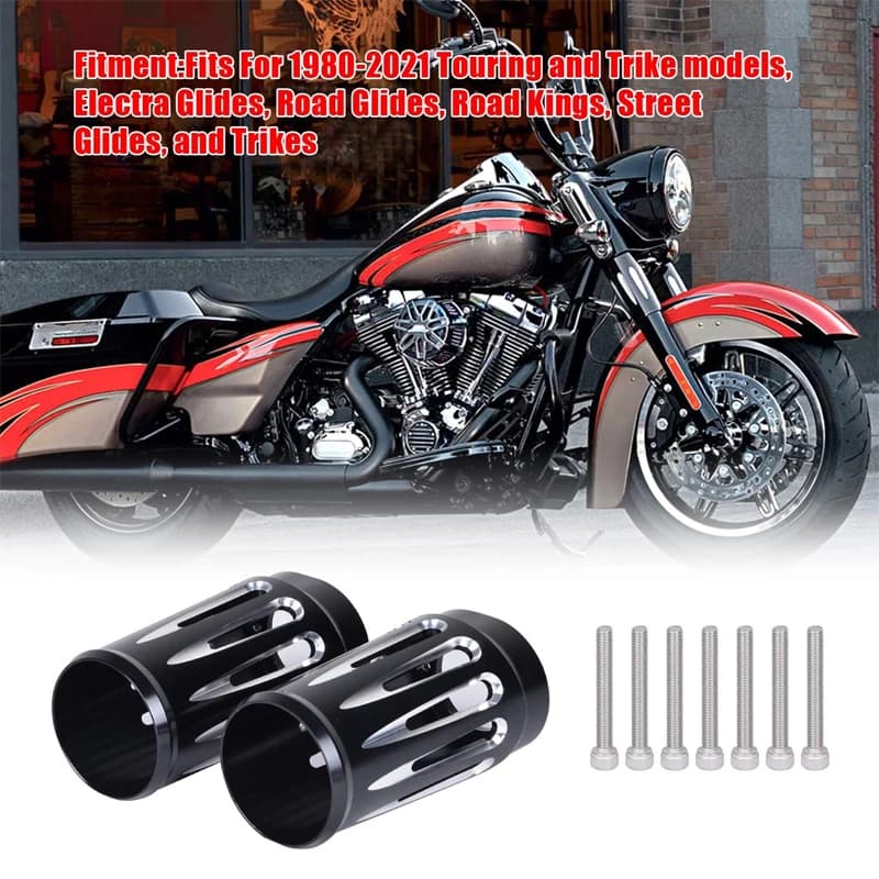 Per Touring Trike Modelli 1986-2019 Moto Forcella Anteriore Boot Slider Coperture In Alluminio Per Harley Road King Street Electra Glide