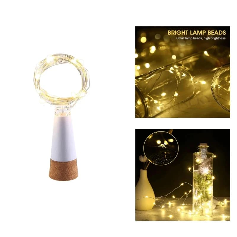 Luci per bottiglie USB Ricaricabili in filo di rame Luci impermeabili in sughero fata per decorazioni natalizie di Halloween per feste