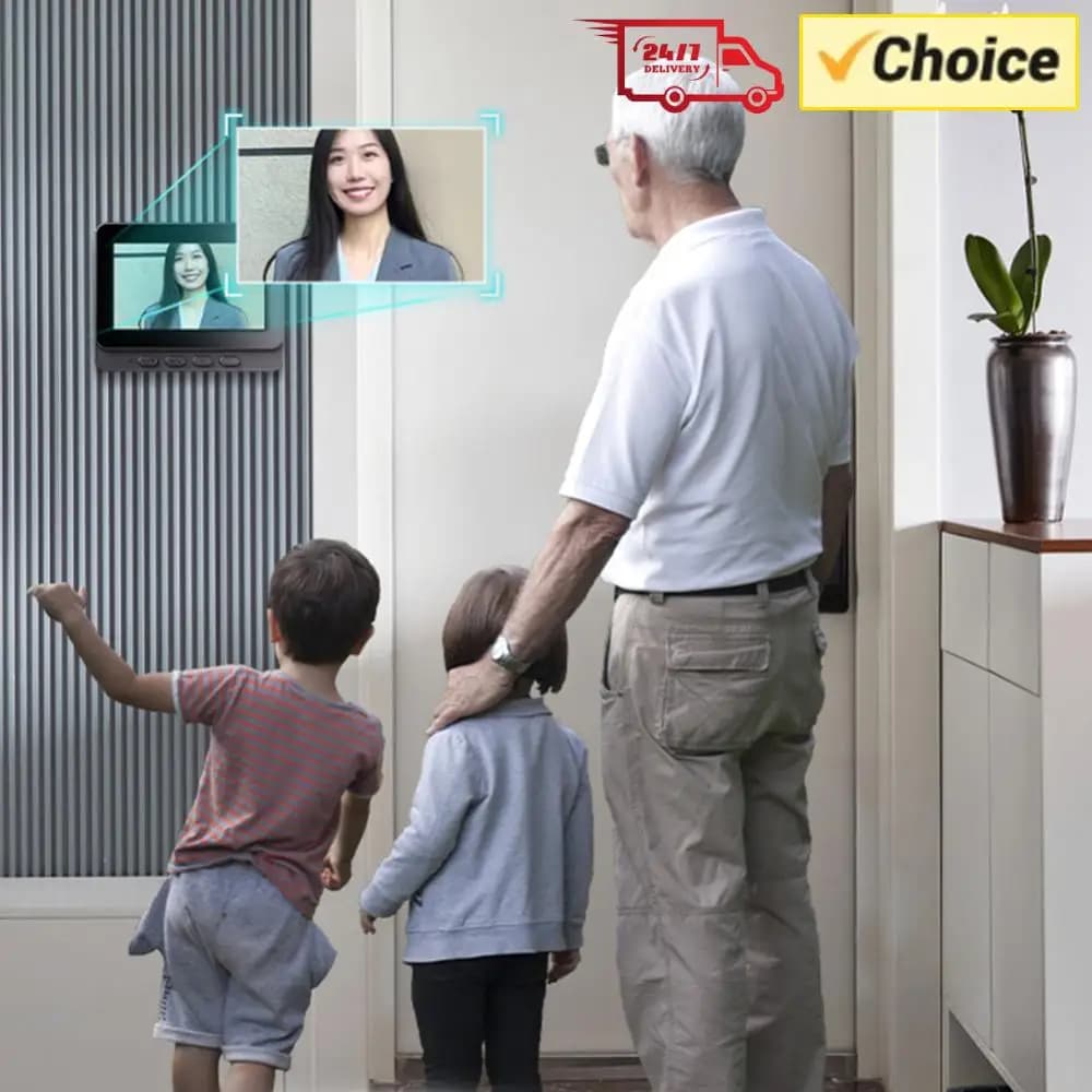 Campanello Intelligente WiFi 2.4G con Schermo IPS da 4.3 Pollici, Videocitofono e Telecamera per Porta, Sicurezza Domestica per Casa, Ufficio e Appartamento