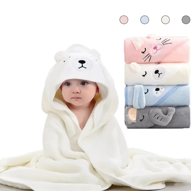vvocci Coperte per neonati, Accappatoio, Asciugamano da bagno per neonati e bambini con cappuccio, in pile corallo con disegni a cartoni animati, Coperta per neonati e bambini