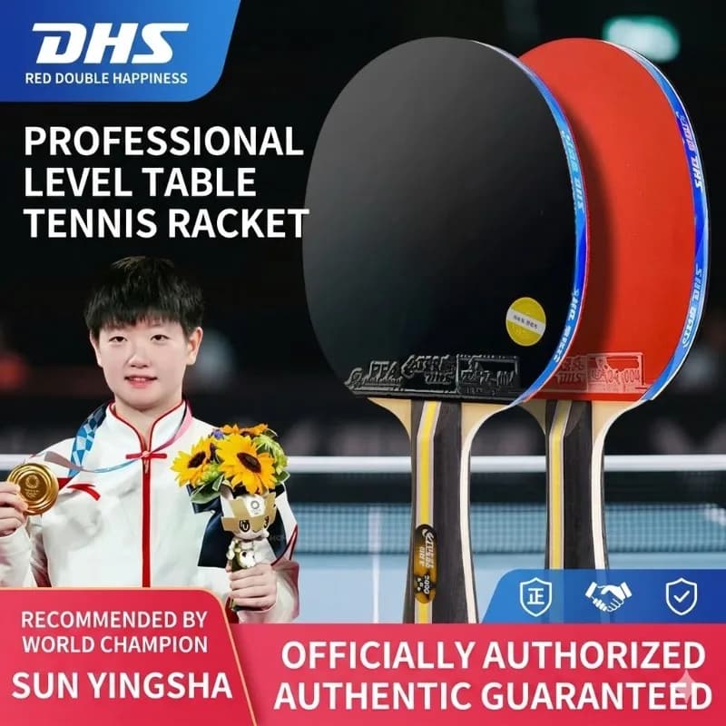 Racchetta da Ping Pong DHS H4002 4/5/6 Stelle, H5002 H6002, Racchetta Professionale in Legno Puro con Gomma Adesiva