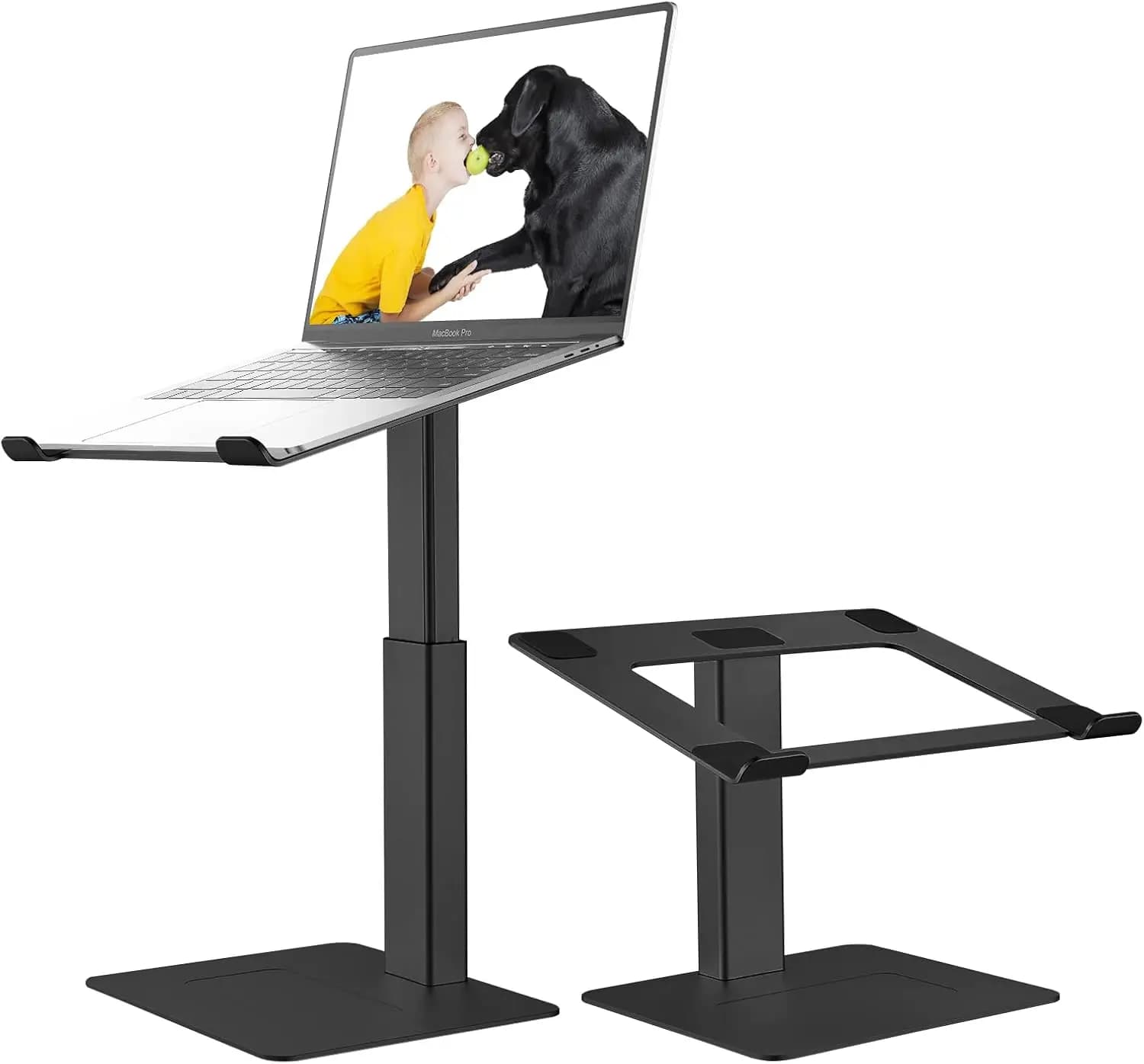 Supporto Ergonomico in Alluminio per Laptop, Altezza Regolabile 7-15" per Notebook 10-17", Rialzo da Scrivania per Posizione Seduta e in Piedi