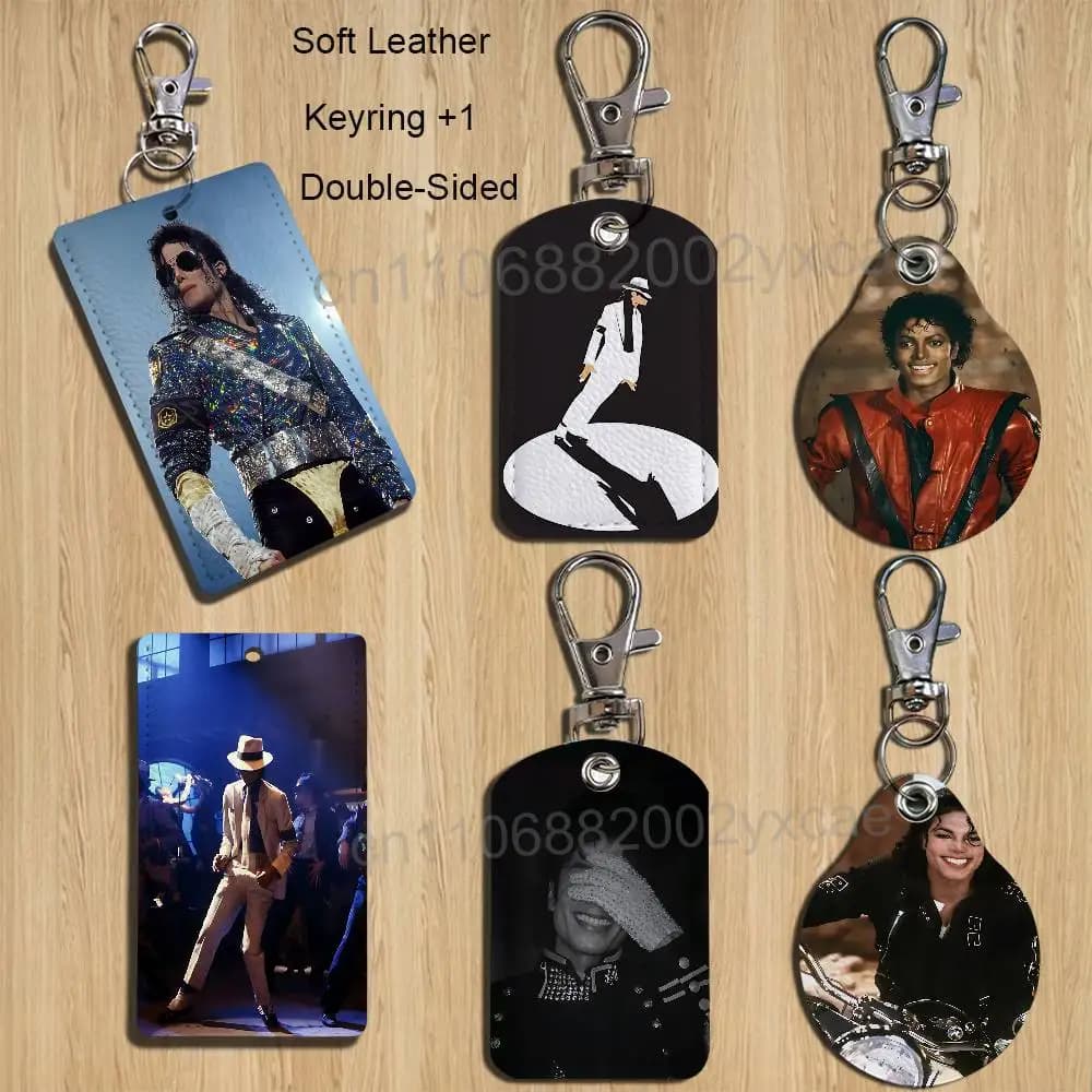 Portacarte Dance King Michael Jackson MJ con portachiavi, protezione executive per carte di credito, bancomat e biglietti per il trasporto pubblico