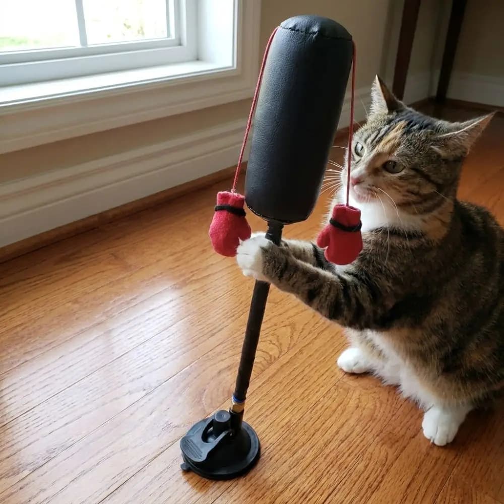 Suction Cup Cat Boxing Scratch Trainer Self-standing Pet Punching Bag Scratch Resistant Bite Resistant Interactive Cat