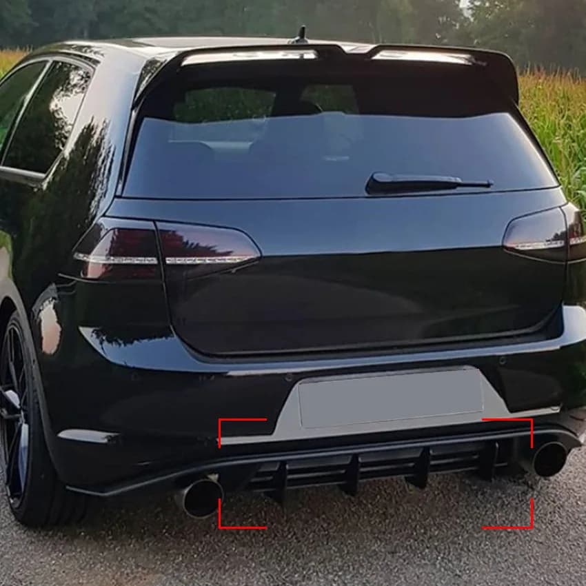 For Volkswagen Golf 7.5 GTI 2017-2020 Wind Blade Rear Diffuser Lip Spoiler Gloss Black