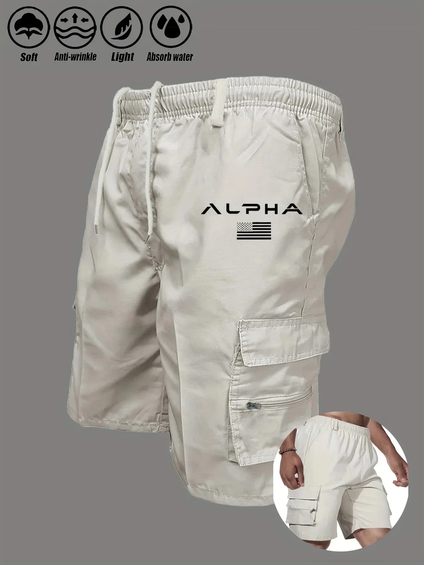 Men's American Flag Eagle Print Cargo Shorts Independence Day Multi-pocket Summer Work Camping Streetwear Shorts