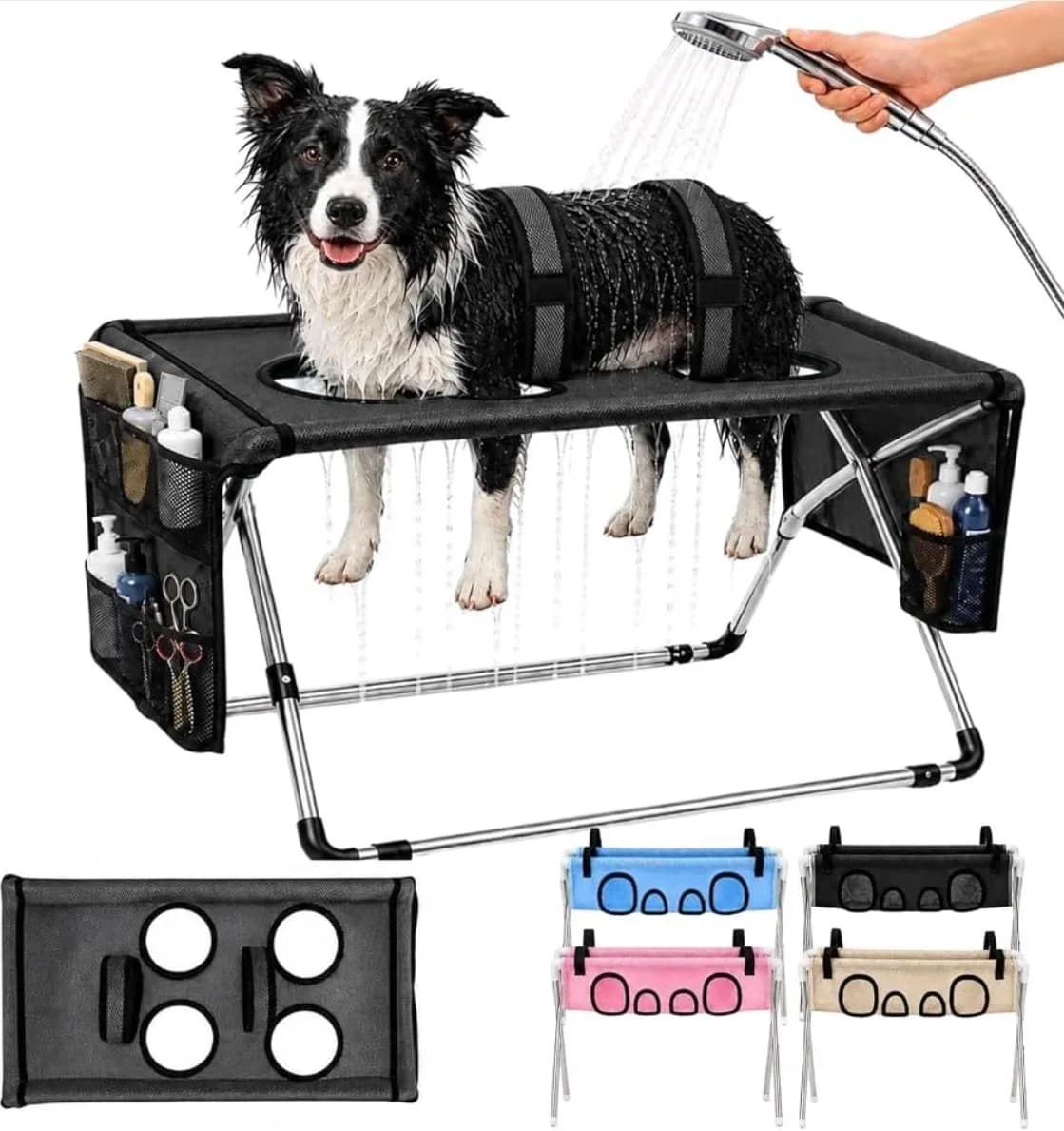 Portable Foldable Pet Grooming Stand Stainless Steel Breathable Hammock For Dog Cat Nail Trimming Bathing Daily Home Care Gift