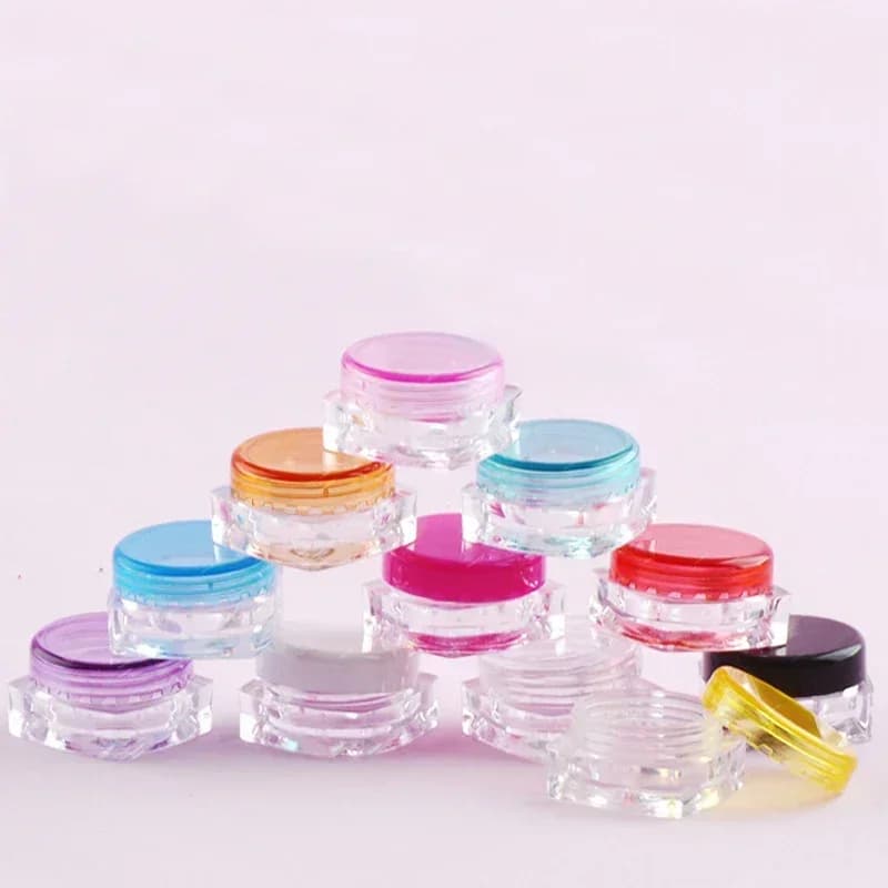 100 Pezzi Vasetti Vuoti in Plastica Quadrati da 3g 5g per Cosmetici, Scatole per Trucco, Contenitori da Viaggio per Ombretto, Balsamo Labbra, Creme
