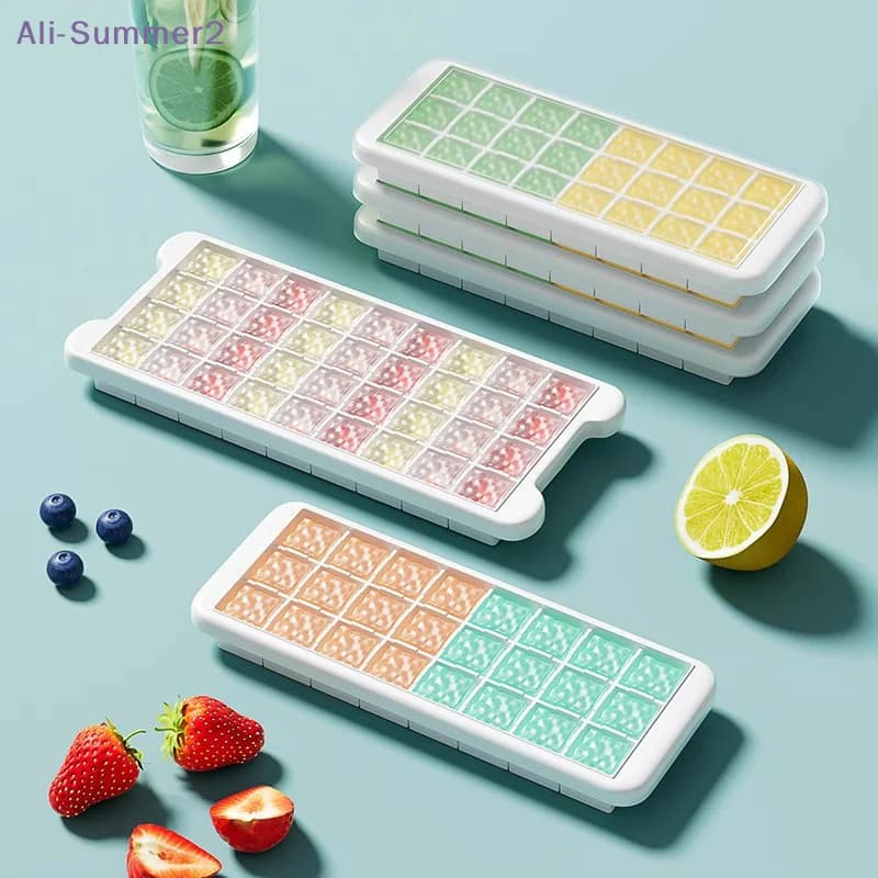 Stampo per Ghiaccio in Silicone con Coperchio, 24/36 Scomparti, Bianco, Facile da Sformare, per Uso Domestico